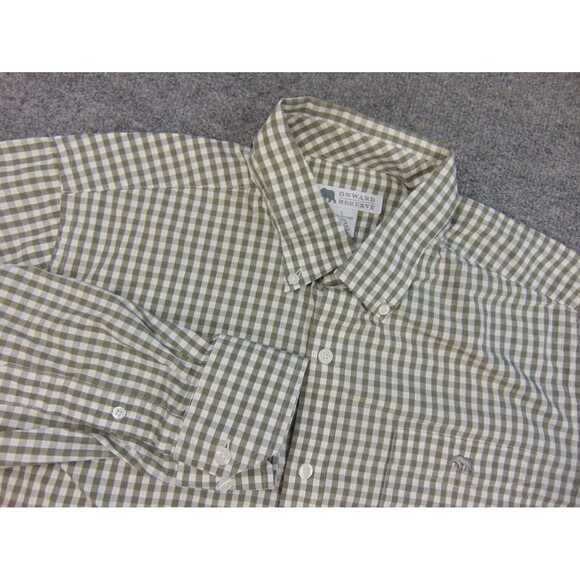 Territory Ahead Shirt Mens Large Green White Check Button Down Collar - Picture 1 of 8